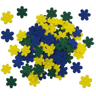 Aplicação flor prensada - aprox. 1.5 cm  c/ 100 unds - cores brasil 