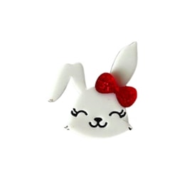 Aplique acrílico coelho orelha dobrada  - 2.5 x 3 cm  c/ laço c/ 3 unds 