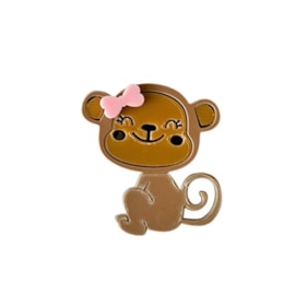 Aplique acrilico macaquinha laço rosa - 3.5 x 4 cm c/ 3 unds