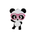 Aplique acrílico panda c/ óculos pink - 2.5 x 4 cm c/ 3 unds