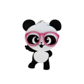 Aplique acrílico panda c/ óculos pink - 2.5 x 4 cm c/ 3 unds