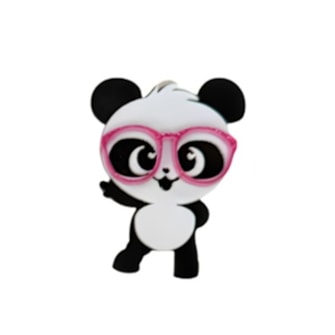 Aplique acrílico panda c/ óculos pink - 2.5 x 4 cm c/ 3 unds