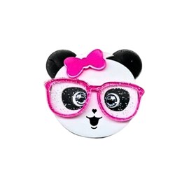 Aplique acrilico panda óculos pink - 3.5 x 4 cm c/ 3 unds