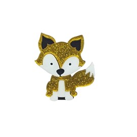Aplique acrílico raposa dourada - 3.5 x 4 cm c/ 4 unds