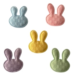 Aplique coelho tecido cores sortidas ref 151677 - aprox 4 cm x 3,5 cm - c/ 10 unds 