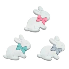 Aplique emborrachado coelho laço no pescoço - 4 cm/ c 10 unds sortidas 
