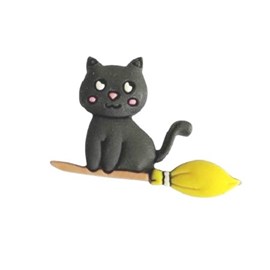 Aplique emborrachado gato preto - 3 x 4.5 cm c/ 10 unds