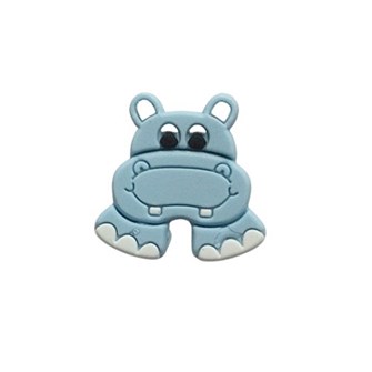 Aplique  emborrachado hipopótamo azul - 2.5 x 2.5 cm c/ 10 unds