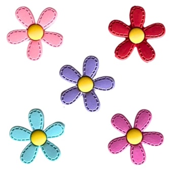 Aplique emborrachado margarida pontilhada 4x4 c/ 5 unds 