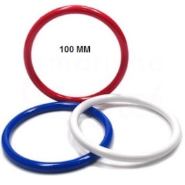 Argola acrilica tricolor/branca n.100 diametro 100mm c/ 24 pcs Argola acrilica tricolor/branca n.100 diametro 100mm c/ 24 pcs