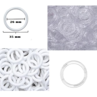 Argola plastica ritas  diametro 26 mm pct  c/ 144 unds