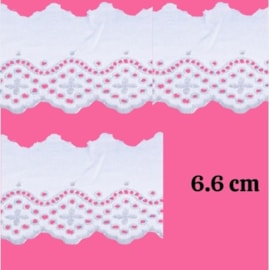 Bordado em algodão fornecedor: luli 112200 larg.: 6.60 cm  c/ 13,7 mts Bordado em algodão fornecedor: luli 112200 larg.: 6.60 cm  c/ 13,7 mts