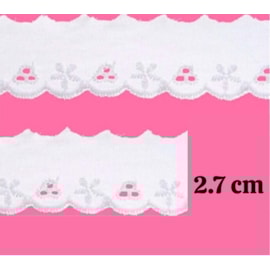 Bordado em algodão luli 111955 larg.: 2.7 cm  c/ 13.7 mts Bordado em algodão luli 111955 larg.: 2.7 cm  c/ 13.7 mts