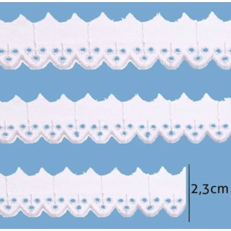 Bordado em algodão luli 111958 larg.: 2.3 cm  c/ 13.7 mts Bordado em algodão luli 111958 larg.: 2.3 cm  c/ 13.7 mts