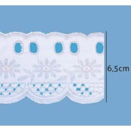 Bordado em algodão passa fita luli 110055 larg.: 6.5 cm  c/ 13.7 mts Bordado em algodão passa fita luli 110055 larg.: 6.5 cm  c/ 13.7 mts