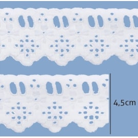 Bordado em algodão passa fita luli 112209 larg,: 4.5 cm  c/ 13.7 mts Bordado em algodão passa fita luli 112209 larg,: 4.5 cm  c/ 13.7 mts