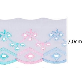Bordado luli ref. 7502 multicor - 7 cm  c/ 13,7 mts