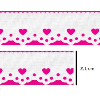 Bordado mini lasy coração - 26  larg. aprox 2,1 cm  pç c/ 10 mts 