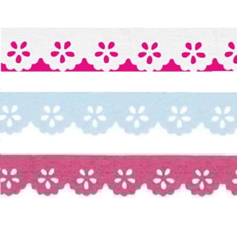 Bordado mini lesinha - 01 larg. aprox 2,1 cm  pç c/ 10 mts 