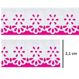 Bordado mini lesinha - 98 larg. aprox 2,1 cm  pç c/ 10 mts 