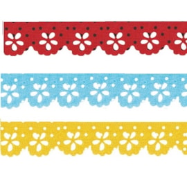 Bordado mini lesinha estampada  - 01 larg. aprox 2,1 cm  pç c/ 10 mts 