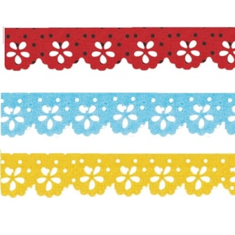 Bordado mini lesinha estampada  - 01 larg. aprox 2,1 cm  pç c/ 10 mts 