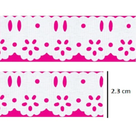 Bordado passa fita c/ lasy flor  ref 89  larg. aprox 2,3 cm -c/ 10 mts 