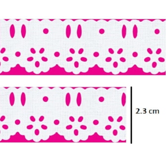 Bordado passa fita c/ lasy flor  ref 89  larg. aprox 2,3 cm -c/ 10 mts 
