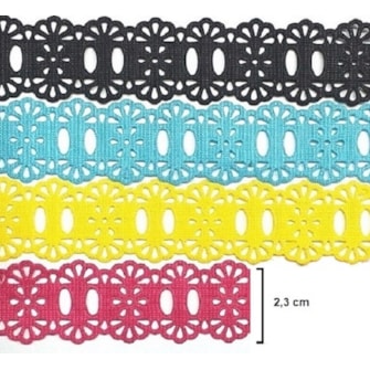 bordado passa fita croche 34 larg. aprox 2,3 cm pç c/ 10 mts   bordado passa fita croche 34 larg. aprox 2,3 cm pç c/ 10 mts