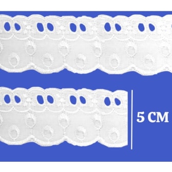 Bordado passa fita  luli misto ref. 5008 - 5 cm c/ 13.7 mts
