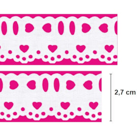  bordado passa fita mini coraçao  27 larg. aprox 2,7 cm -c/ 10 mts 