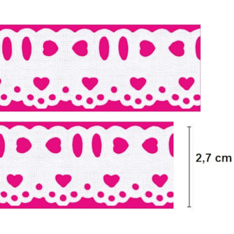 bordado passa fita mini coraçao  27 larg. aprox 2,7 cm -c/ 10 mts 