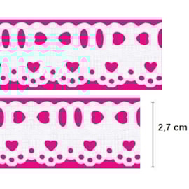 bordado passa fita mini coraçao  27 larg. aprox 2,7 cm -c/ 10 mts   bordado passa fita mini coraçao  27 larg. aprox 2,7 cm -c/ 10 mts