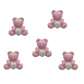  botao urso rosa c/ coração branco ref 6028   - aprox. 2 cm c/ 25 unds