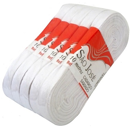 Cadarço algodão sarjado ref.03008 - 8 mm - 5 peças c/ 10 mts