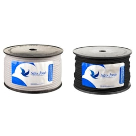 Cordão algodão  4 mm - branco / preto c/ 50 mts