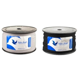 Cordão algodão  4 mm - branco / preto c/ 50 mts