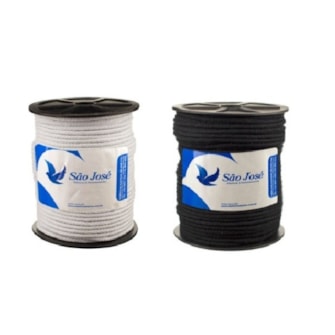Cordão de algodão 3 mm - branco / preto c/ 50 mts