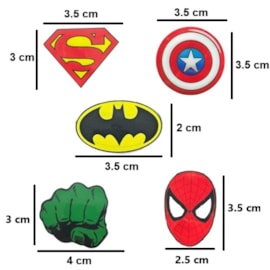 Decalque termocolante super herois tam p - c/ 10 unds  Decalque termocolante super herois tam p - c/ 10 unds