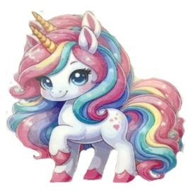 Decalque termocolante unicornio 8 x 7  cm  - c/ 02 unds 