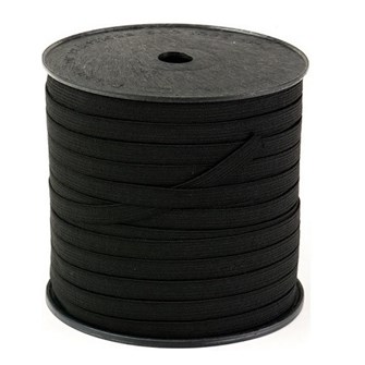 Elastico em algodão preto n.16 largura 10mm rolo c/ 100 mts