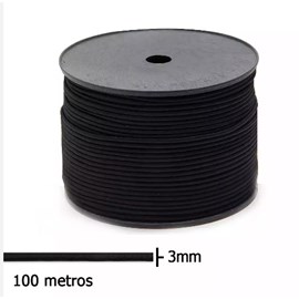 Elastico são josé  roliço 20r (3,0 mm) - preto  - c/ 100 mts