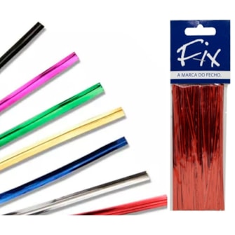 Fecho arame plastico metalizado 11 cm x 4 mm c/ 100 unds 