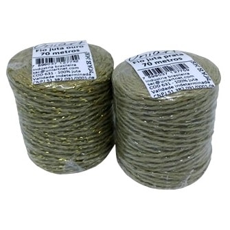 Fio de juta c/ lurex  -rolo c/ 70  mts