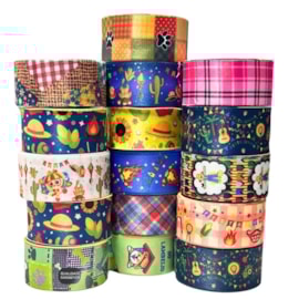 Fita alpet cetim estampada  festa junina - 40 mm c/ 10 mts Fita alpet cetim estampada  festa junina - 40 mm c/ 10 mts