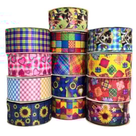 Fita artfita cetim estampa festa junina - 40 mm c/ 10 mts Fita artfita cetim estampa festa junina - 40 mm c/ 10 mts