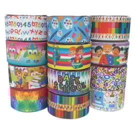 Fita bela fita gorgorão estampa escolar - 38 mm c/ 10 mts