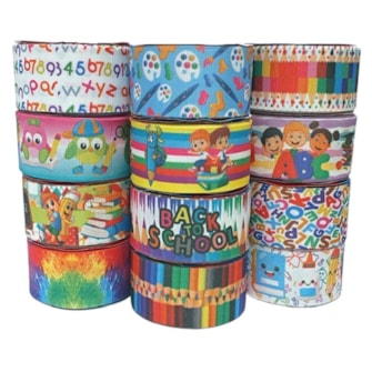 Fita bela fita gorgorão estampa escolar - 38 mm c/ 10 mts