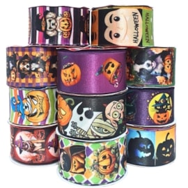 Fita cetim  bella fita halloween- 38 mm c/ 10 mts   Fita cetim  bella fita halloween- 38 mm c/ 10 mts