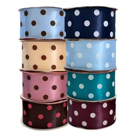 Fita cetim estampada helo poa 38 mm c/ 10 mts Fita cetim estampada helo poa 38 mm c/ 10 mts